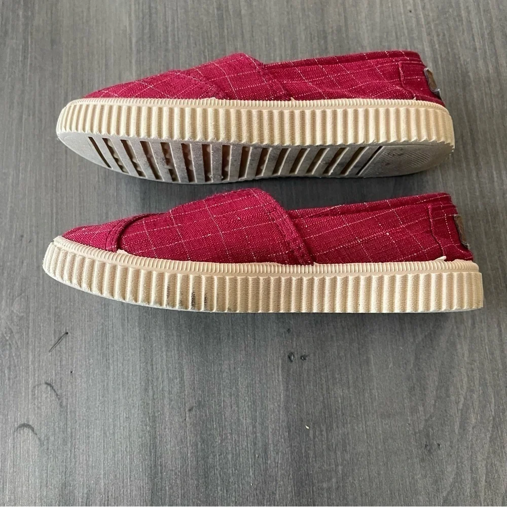Dulce Lucy girls plaid red canvas slip on espadrilles shoes size 33 or 2